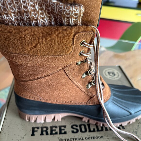 Never Worn FREE SOLDIER Tan Winter boots women's Size 9 - Picture 9 of 14